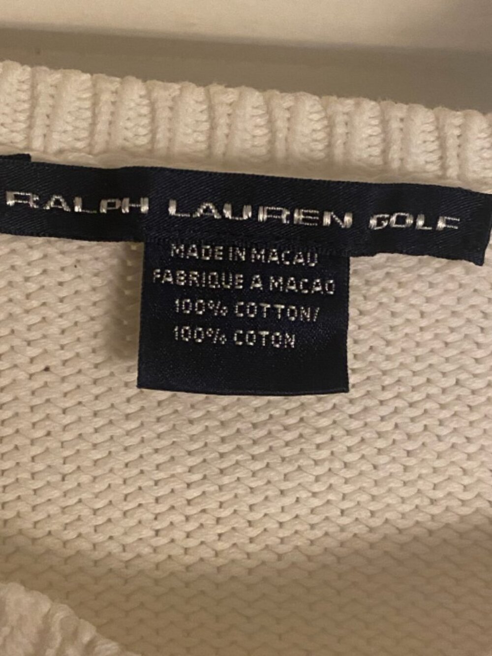 Ralph Lauren Golf Ivory Cotton Crewneck Sweater Size Large - Picture 5 of 6